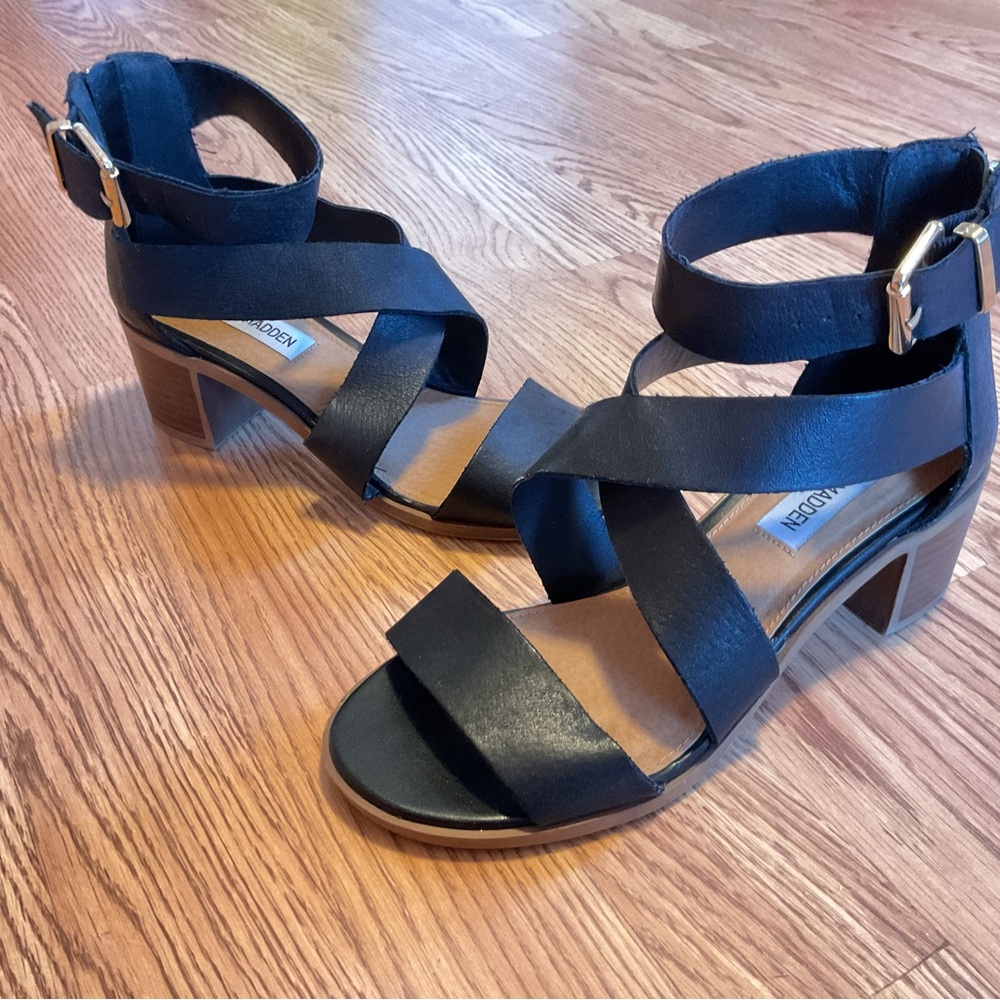 Steve Madden Black Strappy Heeled Sandals